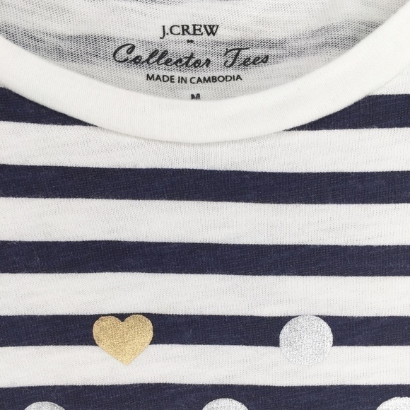 J CREW | Striped tee w/ metallic hearts & dots - Picture 4 of 4